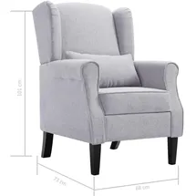 vidaXL Ohrensessel Hellgrau Polyester 73 x 101 x 69,1 cm Grau mit Kissen