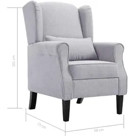 vidaXL Ohrensessel Hellgrau Polyester 73 x 101 x 69,1 cm Grau mit Kissen