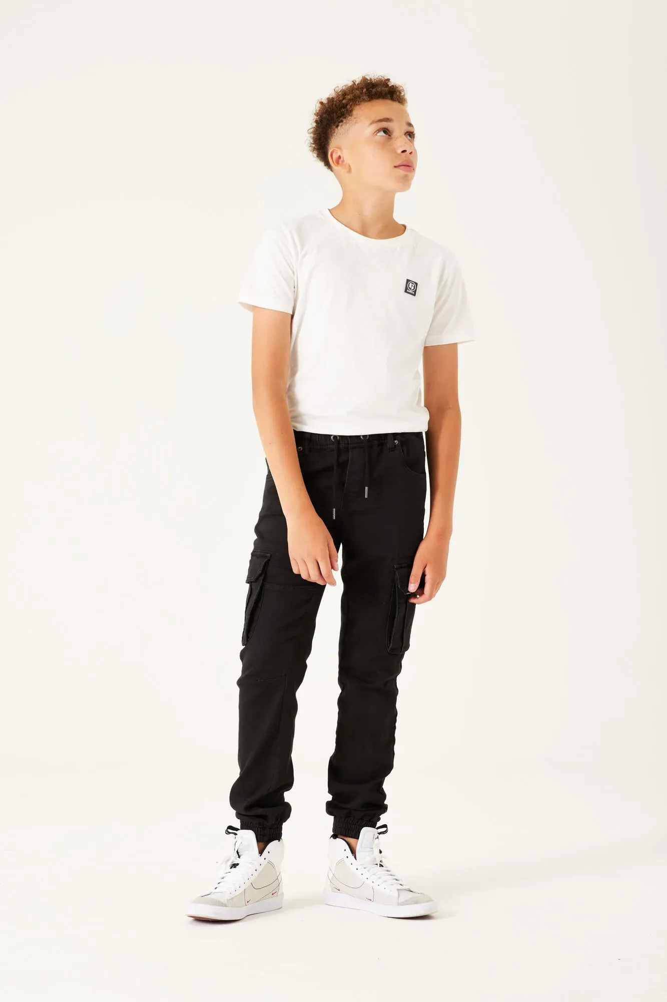 Cargohose GARCIA, Mädchen, Gr. 176, N-Gr, schwarz, Web, Obermaterial: 80% Baumwolle, 18% Polyester, 2% Elasthan, unifarben, regular fit knöchellang, Hosen Cargohose, for BOYS