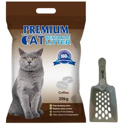 Premium-Katzenklumpstreu aus Bentonit - Kaffee für Katzen 20kg + Schaufel für Streu GRATIS!