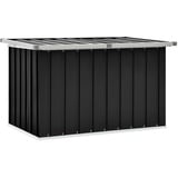 homiuse Gartenbox Anthrazit Auflagenbox Aufbewahrungsbox Aufbewahrungstruhe Gartentruhe Garten Wasserdicht Gartenbox Klein Kissenbox Outdoor Wasserdicht Verzinkter Stahl Klappdeckel 109 x 67 x 65 cm