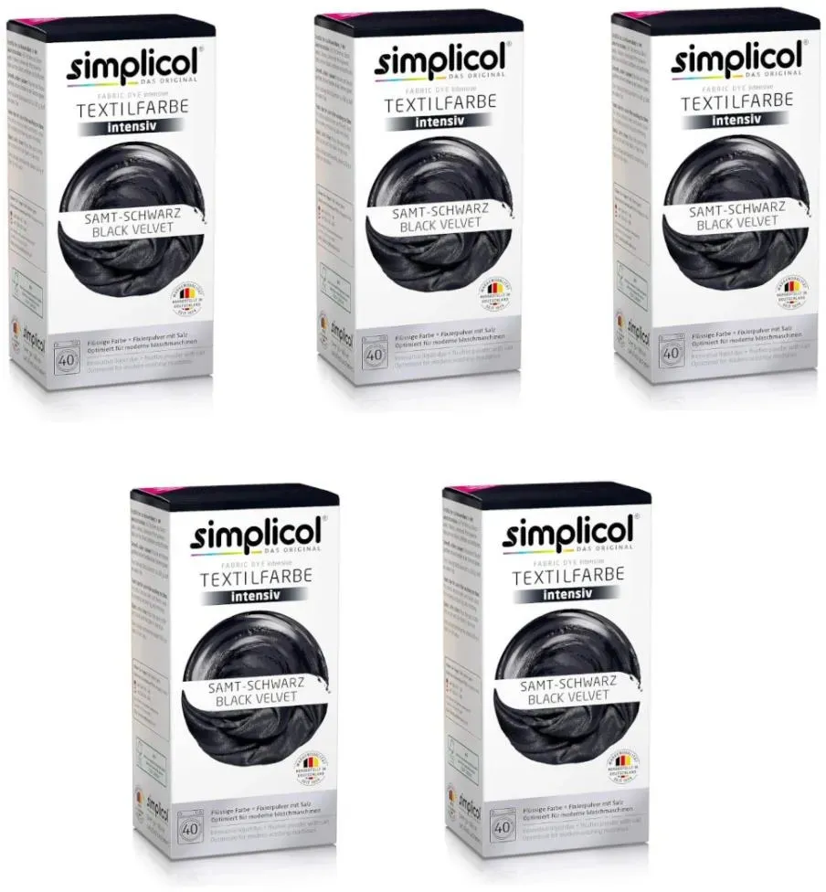 Simplicol Textilfarbe Intensiv Samt-Schwarz 150g 5er Pack