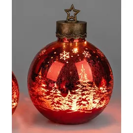 Formano LED Deko-Kugel Frosty Rot 35 cm Farb-Glaskugel in Ice-Optik Timer 6h/18h - Rot