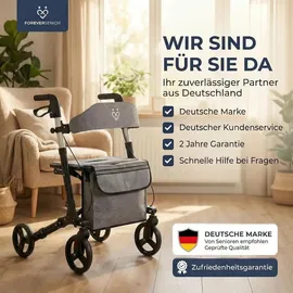 foreversenior Rollator 3-fach faltbar mit Sitz schwarz