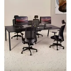 Doppelbank Schreibtisch aus Holz mit Walnussfinish  Grosser Bürotisch für Teamarbeit  Eleganter Konferenztisch im Modernen Design  Kadima Design