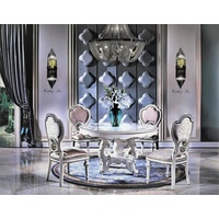 JVmoebel Esszimmerstuhl Design Luxus Set Garnitur 4x Sitz Gruppe Weiß Stoff rosa