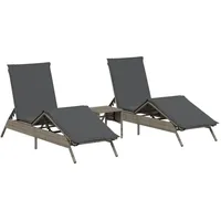 vidaXL Sonnenliegen Set 2-tlg. Grau