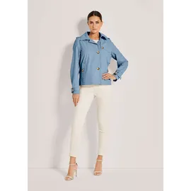 Madeleine Trenchcoat MADELEINE "Kurzjacke Verkürzte Trenchjacke mit Taschen", Damen, Gr. 34, rauchblau, Obermaterial: 85% Polyester PES. 15% Baumwolle CO., Modern, Mäntel