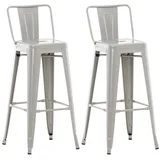 TPFLiving Barhocker 2er Set Metall 0 x 0 cm Silber