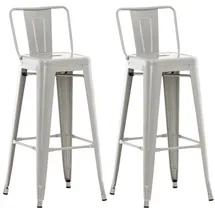 TPFLiving Barhocker 2er Set Metall 0 x 0 cm Silber