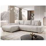 Juskys Sofa Iseo mit Schlaffunktion - Stoff Couch L Form für Wohnzimmer - Beige