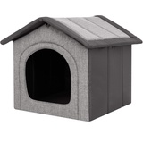 PillowPrim Hundehütte Hundehöhle Hundebett Hundehaus Katzenhöhle Größe XXXL - 76x72 cm hellgrau mit Graphit