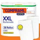 XXL Küchenrolle 3-lagig – 36 Rollen á 100 Blatt – saugstark, reißfest und weich
