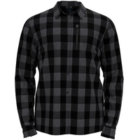 Odlo Herren Shirt L/S Halden Check Hemd, black - odlo graphite Grey, S