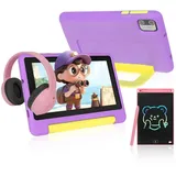 BUFO 7 Zoll 8(2+6)GB+64GB, Wi-Fi, Bluetooth, 1024 x 600 HD-Display, Kinder Tablet (7", 64 GB, Android, WiFi, Android 13, mit Schreibtafel mit Stylus, Kopfhörer und Tragetasche) lila