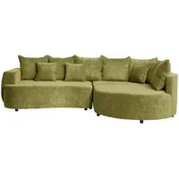 Carryhome Ecksofa, Olivgrün, Textil, 3-Sitzer, Füllung: Schaumstoff, Ottomane rechts, L-Form, 307x194 cm, Stoffauswahl, seitenverkehrt erhältlich, Schlafen auf Sitzhöhe, Wohnzimmer, Sofas & Couches, Wohnlandschaften, Ecksofas