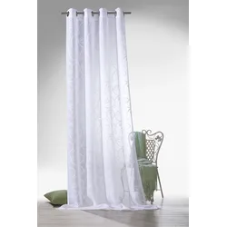 Vorhang WECKBRODT "Romance" Gr. 1, weiß, B:140cm H:160cm, Polyester, Gardinen, echte Stickerei, halbtransparent, Muster Raute, Gardine, Store