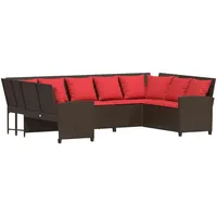 vidaXL Gartensofa mit Kissen Braun Poly Rattan