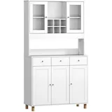 Homcom Küchenschrank Buffetschrank 100 x 40 x 180 cm Weiß