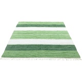 THEKO Teppich »Stripe Cotton«, rechteckig, Flachgewebe, gestreift, reine Baumwolle, handgewebt, mit Fransen 73119619-4 dunkelgrün 5 mm,