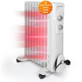 Clatronic Clatronic® Ölradiator | Effiziente Mobile Heizung | elektrische Heizung mit 9 Rippen | Radiator mit 3 Leistungsstufen | Slimline Heizkörper | bi... | Weiß