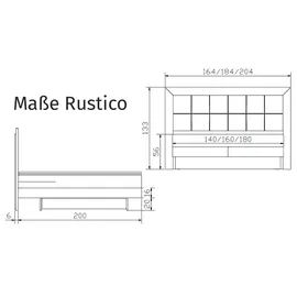 Hasena Rustico Boxspringbett, 140-180 cm Braun / Anthrazit, Liegefläche:140 x 200 cm, Topper:Superio-Topper