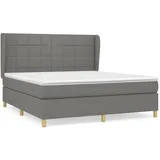 vidaXL Boxspringbett mit Matratze Dunkelgrau 160x200 cm Stoff