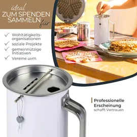 HMF 45000-07 Spendendose mit Griff, Spardose, Sammelbüchse, 14,5 x 8 cm Lichtgrau