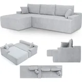 Juskys Sofa Coredo mit Cord Bezug - Dekokissen - Hellgrau
