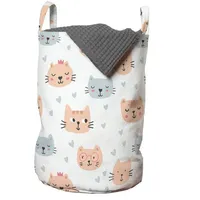 ABAKUHAUS Katze Wäschesack, Doodle Art-Haustier-Theme, Wäschekorb mit Griffen Kordelzugverschluss