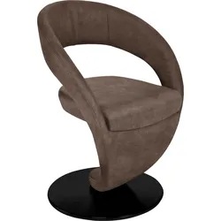 Drehstuhl K+W KOMFORT & WOHNEN "Wave", braun (braun, drehteller in metall schwarz struktur), B:62cm H:86cm T:61cm, 785: Microfaser, 100% Polyester, Stühle, Barhocker Drehstuhl Esszimmerstuhl, Design-Drehstuhl, schwarzer Drehteller
