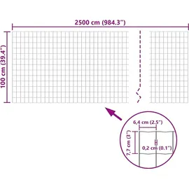 vidaXL Eurozaun 25 x 100 cm Grau/Stahl