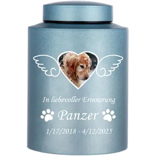 Urnen für Hunde Katzen Asche mit Name und Foto als personalisierte Pet Memorial Andenken Urne für Verlust von Hundekatzen (Flügel)
