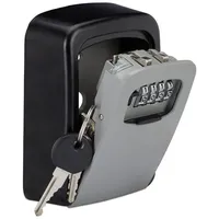 Relaxdays 2x Schlüsseltresor, mit Zahlencode, Grau,Schwarz