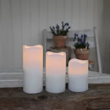 MARELIDA LED Kerzenset Paul - flackernde LED - Batteriebetrieb - Timer Fernbedienung für Außen 3er Set