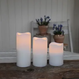 MARELIDA LED Kerzenset Paul - flackernde LED - Batteriebetrieb - Timer Fernbedienung für Außen 3er Set