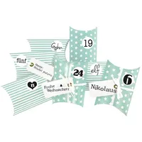 Frau Wundervoll DIY Adventskalender Christkind zum Befüllen türkis Sterne/Streifen