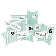Frau Wundervoll DIY Adventskalender Christkind zum Befüllen türkis Sterne/Streifen