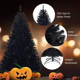 Costway Künstlicher Weihnachtsbaum Schwarz 180 cm