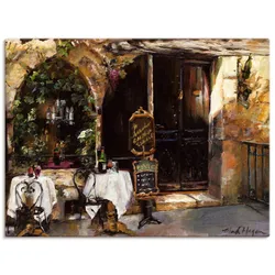 Artland Wandbild »Treffen am Café«, Restaurant & Cafés, (1 St.), als Leinwandbild, Wandaufkleber in verschied. Größen Artland Farbe Bild(er): braun