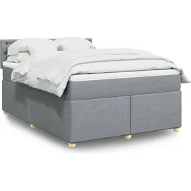 vidaXL Boxspringbett mit Matratze Hellgrau 160x200 cm Stoff