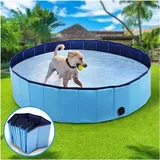 Famanu Hundepool faltbar und rutschfest - 120 x 30 cm blau - Blau