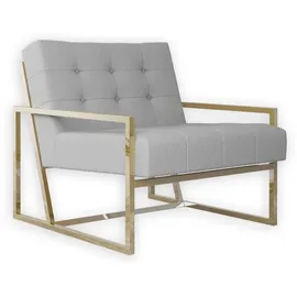 s-style möbel Loungesessel Tampa Bouclé 84 x 81 x 89 cm Grau/Gold
