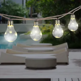 GLOBO LED Solar Lichterkette Außen Hanfseil 570 cm Warmweiß