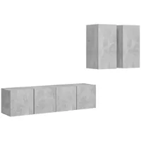VidaXL 4-tlg. TV-Schrank-Set Betongrau Holzwerkstoff