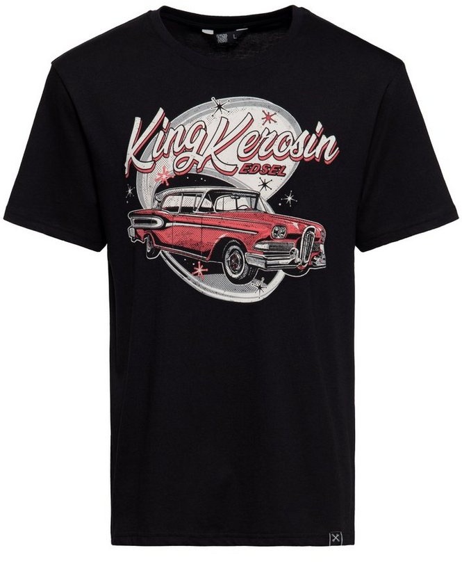 KingKerosin Print-Shirt Edsel (1-tlg) mit Classic Car - Artwork schwarz 3XL