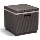 Keter Gartenbox Kühlbox / Beistelltisch "Ice Cube", Braun, Rattan-Optik braun