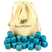 Waldfelsen 6, 12, 20, 30 oder 50 hochqualitative Holzwürfel aus echtem Buchenholz Augenwürfel Spielwürfel aus Holz in 16 mm Standardwürfel mit Stoffbeutel Würfelset (Himmelblau, 30 Stück)