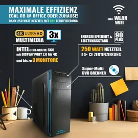 Greed GREED® Ultra 7 - Schneller PC mit Intel Core i7 - Leiser Computer + Home Office mit 4,0 GHZ, 32GB DDR4 RAM/Arbeitsspeicher - 1TB HDD - WLAN, inkl Win 11 Pro