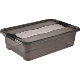 keeeper Aufbewahrungsbox mit Deckel und Schiebeverschluss, 28 l, Transparent, Crystal Grey